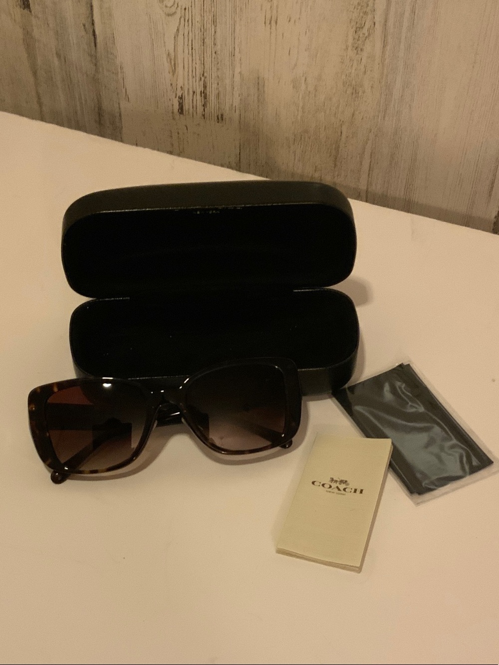 Coach Oversized Square Sunglasses in Tortoise with Brown Gradient Lenses